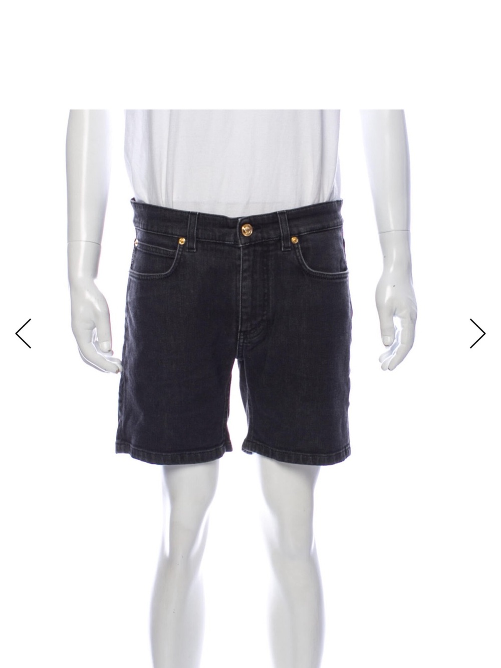 Versace Black Denim Shorts with Gold Accents